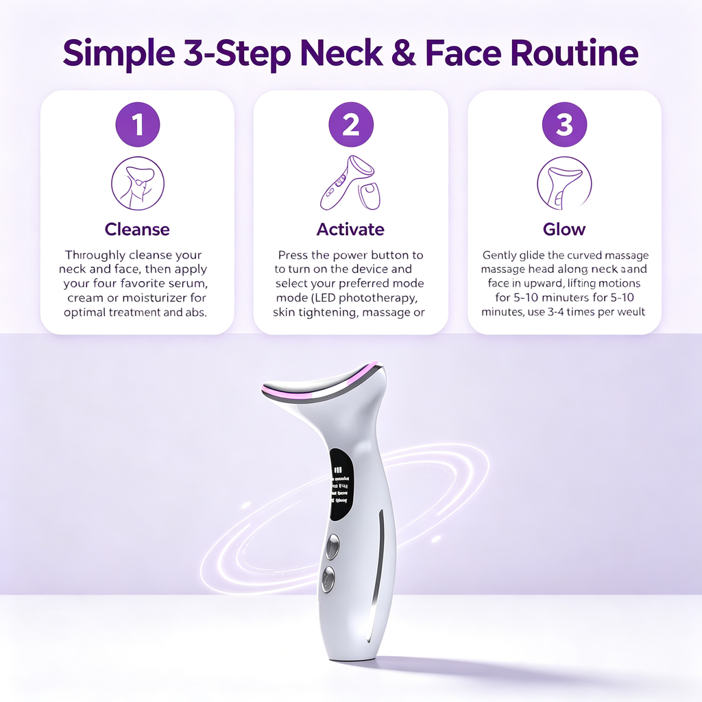 Neck & Face Lifting Beauty Device, LED Phototherapy Skin Tightening Massager, Skin Rejuvenation Import Instrument for Neck Facial Fine Lines