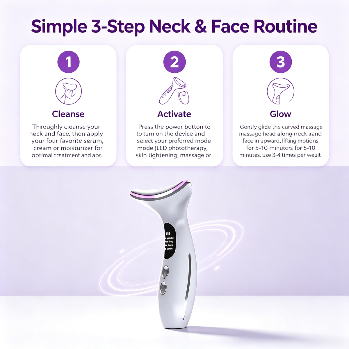 Neck & Face Lifting Beauty Device, LED Phototherapy Skin Tightening Massager, Skin Rejuvenation Import Instrument for Neck Facial Fine Lines