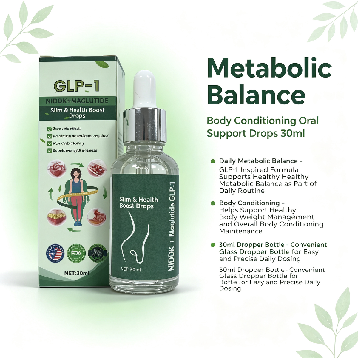Body Conditioning Oral Support Drops 30ml, Daily Metabolic Balance Dietary Supplement Liquid for Healthy Body Maintenance
