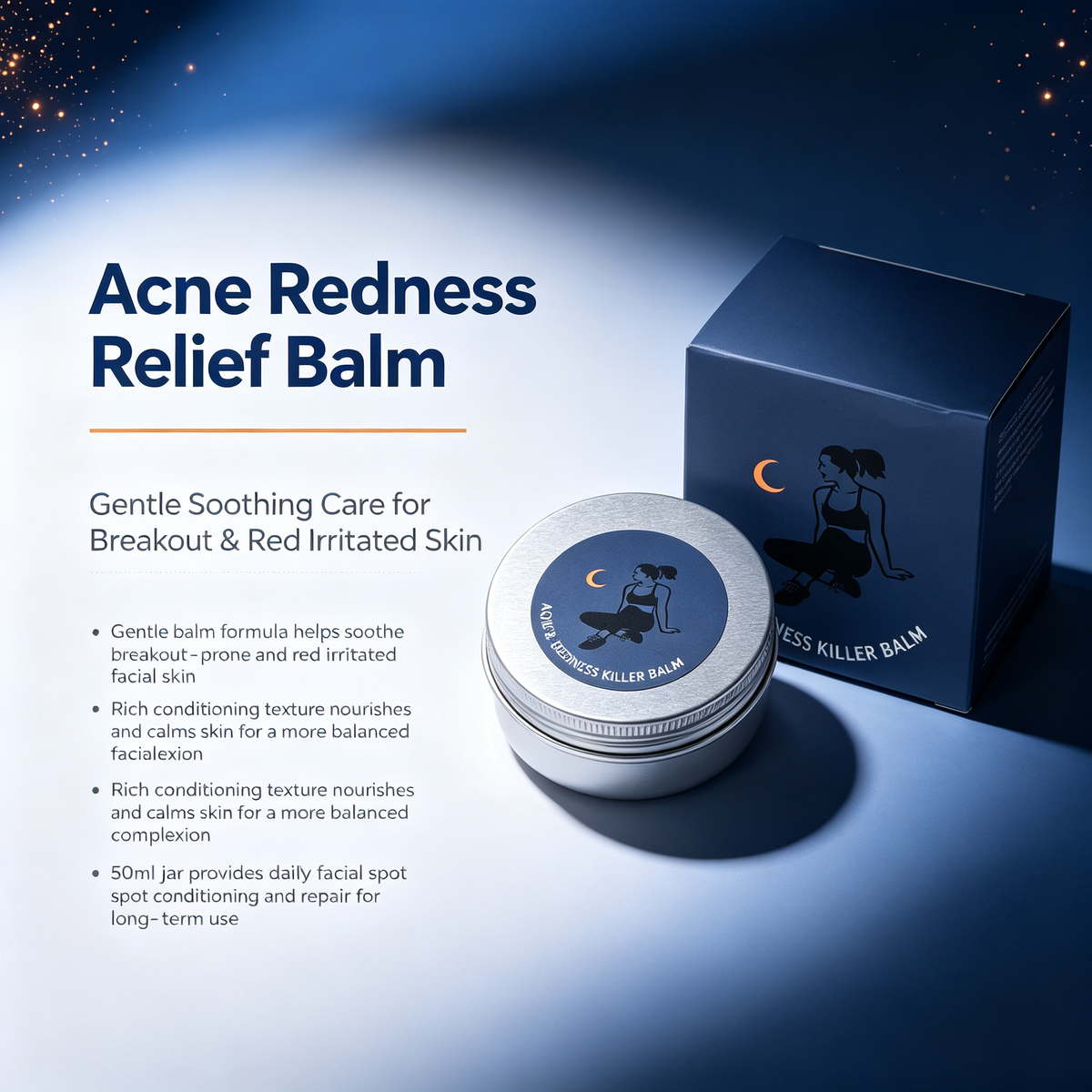 50ML Acne Redness Relief Balm, Gentle Soothing Facial Care Cream for Breakout Red Irritated Skin Daily Facial Spot Conditioning Repair Cream