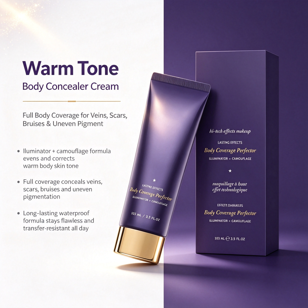 Warm Tone Body Concealer Cream 103ml, Long Lasting Waterproof Full Body Coverage Makeup for Veins Scars Bruises Uneven Pigment Daily Body Skin Tone Correcting Care