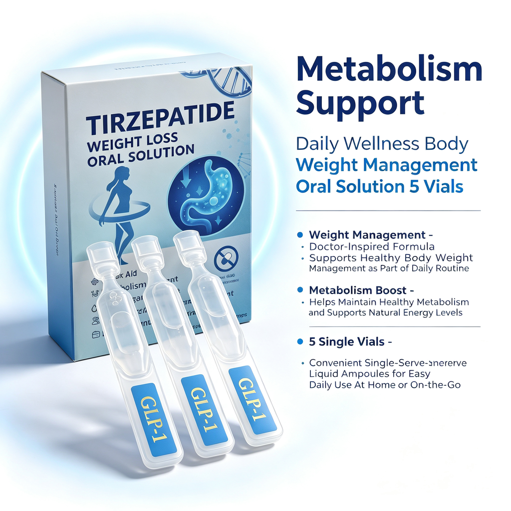 Daily Wellness Body Weight Management Oral Solution 5 Single Vials, Metabolism Support Oral Supplement Liquid for Healthy Body Conditioning