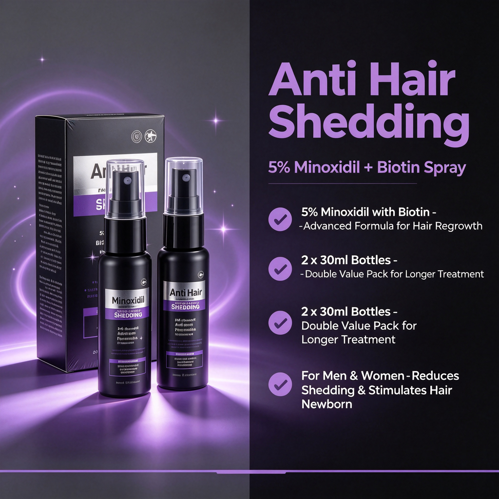 5% Hair Growth Spray 30ml*2 Pack, Biotin Infused Scalp Care Mist for Anti Hair Shedding & Follicle Nourishing