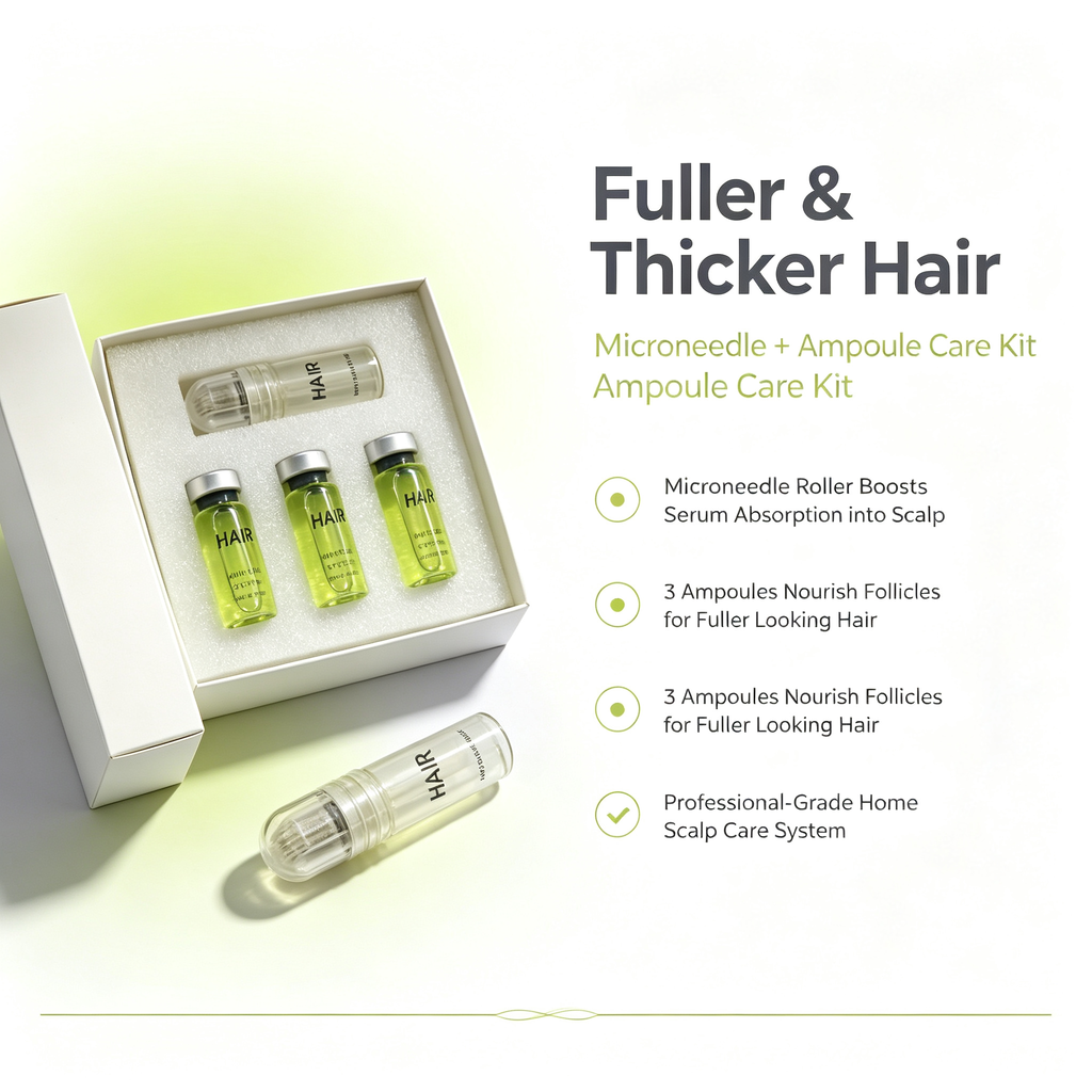 Hair Growth Ampoule Care Kit 3 Ampoules Set, Scalp Nourishing Ampoule Serum for Follicle Care & Fuller Looking Hair