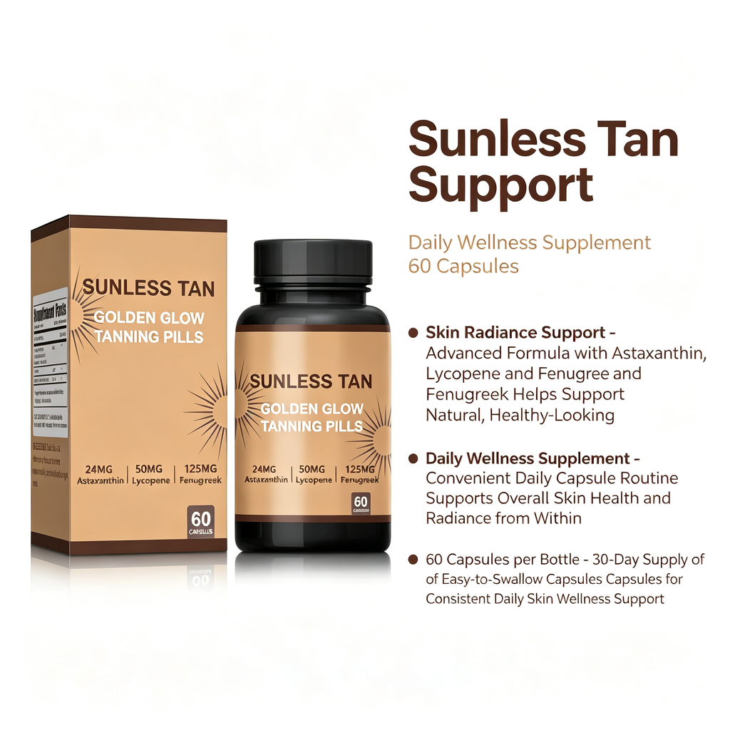 Sunless Tan Support Capsules, 60 Capsules, Daily Wellness Supplement for Skin Radiance Support