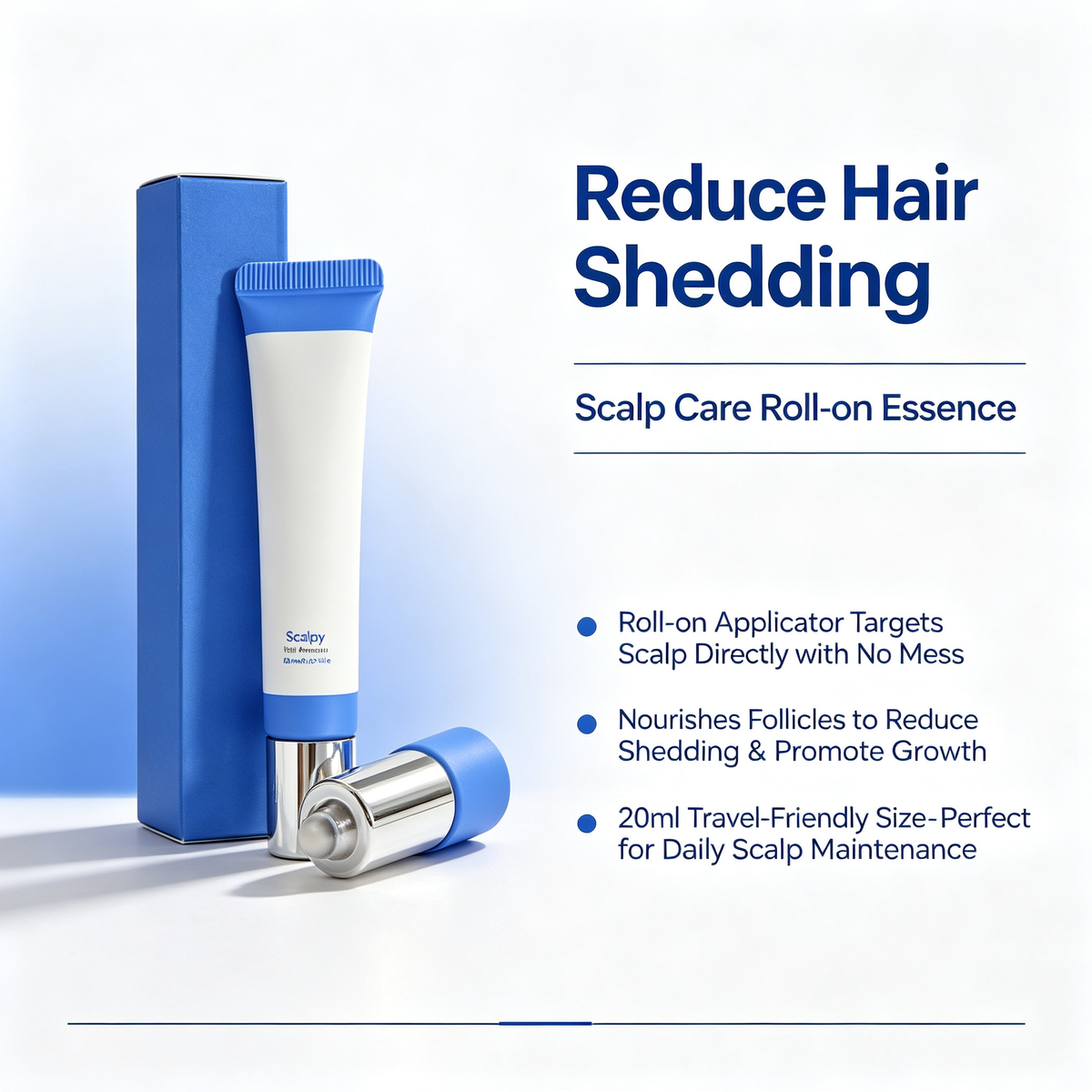 Anti Hair Loss Scalp Care Roll-on Hair Growth Essence 20ml, Portable Follicle Nourishing Serum for Reducing Hair Shedding & Daily Scalp Maintenance