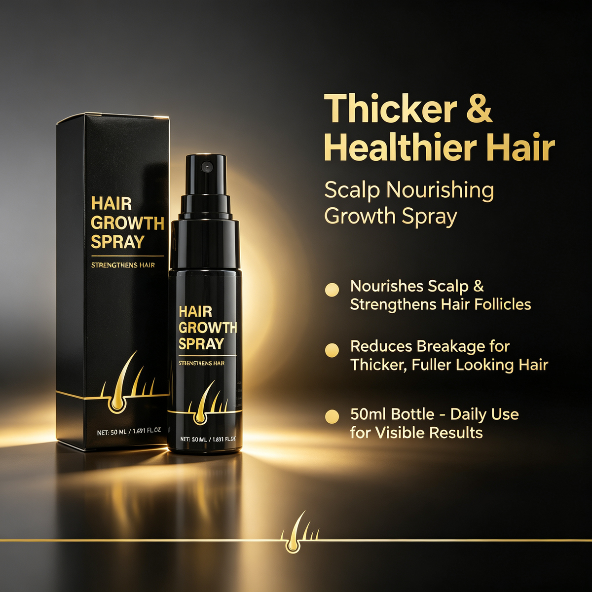 Hair Growth Care Spray 50ml, Scalp Nourishing Daily Hair Care Spray for Thicker & Healthier Looking Hair