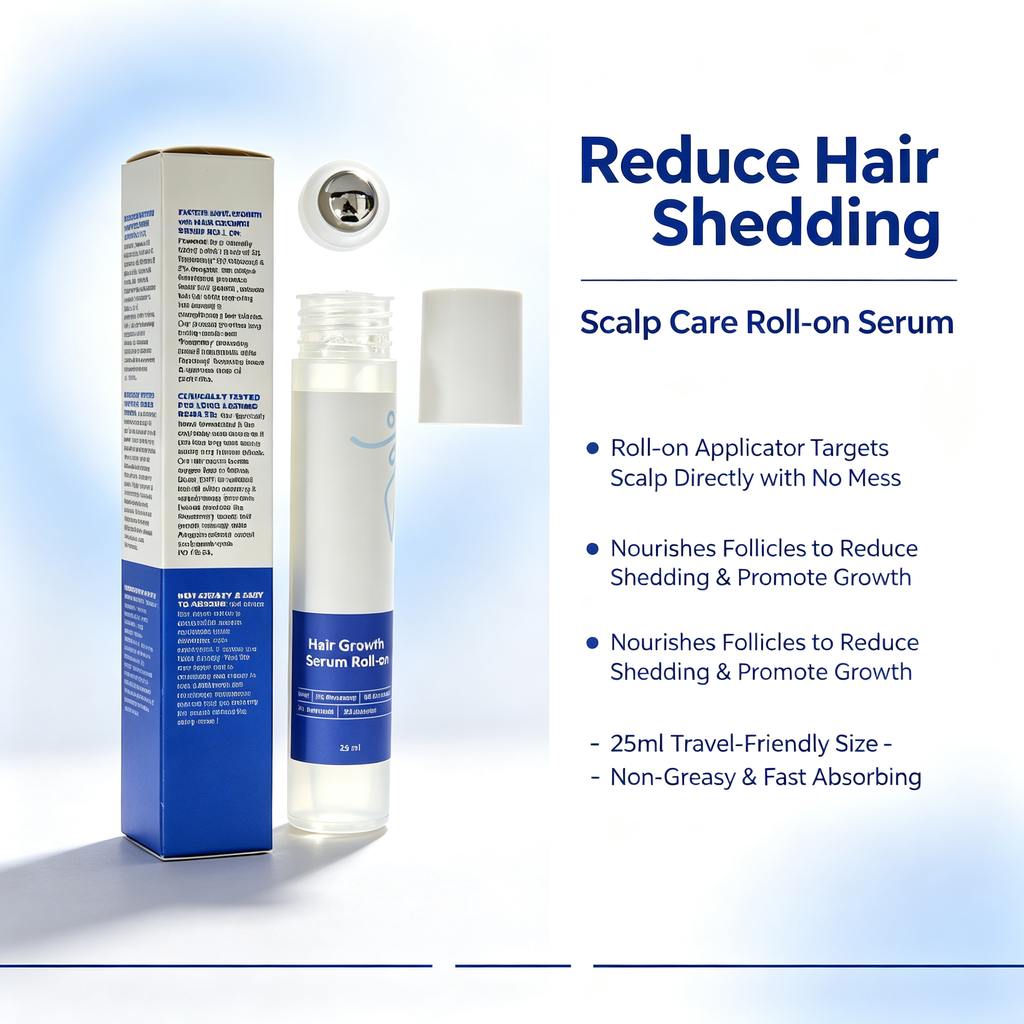 Anti Hair Loss Scalp Care Roll-on Serum 25ml, Portable Hair Growth Essence for Follicle Maintenance & Reducing Hair Shedding