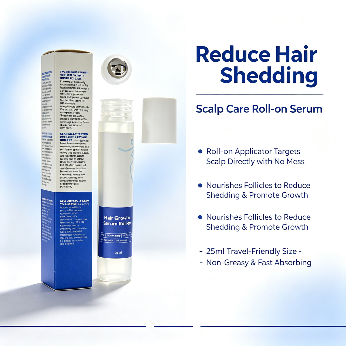 Anti Hair Loss Scalp Care Roll-on Serum 25ml, Portable Hair Growth Essence for Follicle Maintenance & Reducing Hair Shedding