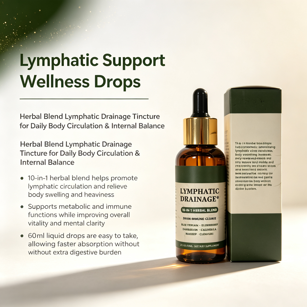 60ml Lymphatic Support Dietary Supplement Drops, Herbal Blend Lymphatic Drainage Wellness Tincture for Daily Body Circulation & Internal Balance Care Liquid Drops