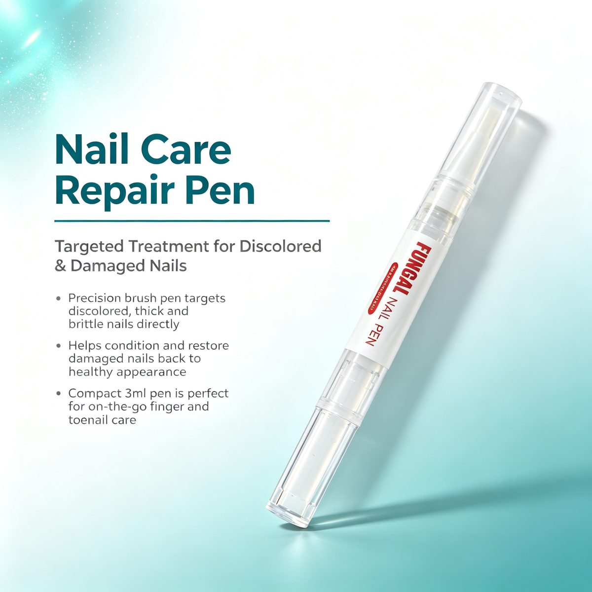 3ml Nail Care Repair Pen, Targeted Nail Discoloration Thick Brittle Damaged Nail Conditioning Treatment Pen for Finger Toe Nail Daily Maintenance