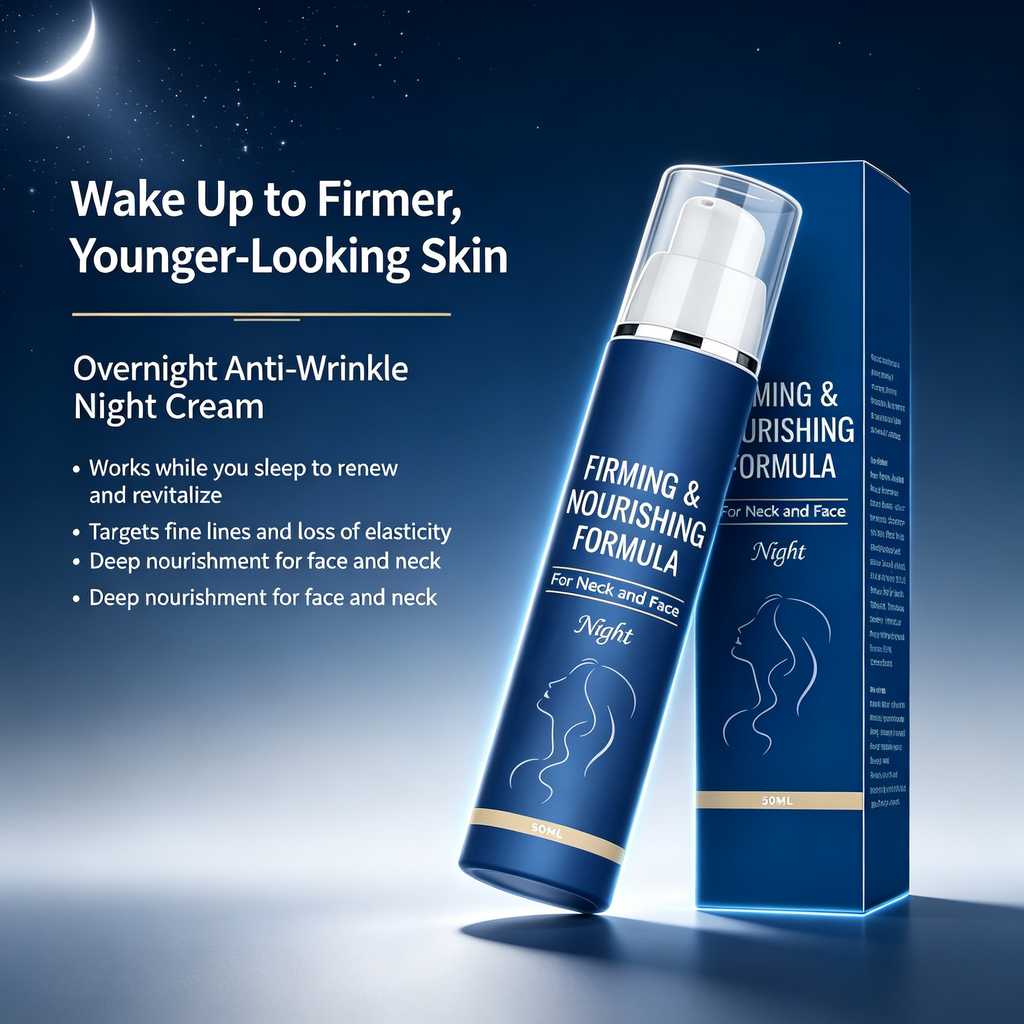 Firming Nourishing Anti-Wrinkle Night Cream 50ml, Overnight Facial Skin Renewal Moisturizer for Fine Lines & Skin Elasticity Daily Night Skincare