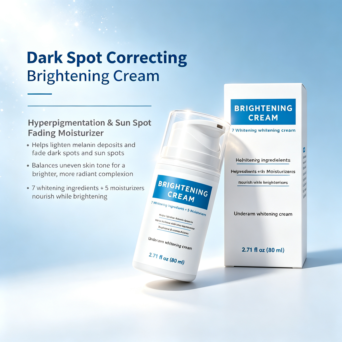 Dark Spot Correcting Brightening Facial Cream 80ml, Hyperpigmentation & Sun Spot Fading Moisturizer for Uneven Skin Tone Daily Facial Skin Care