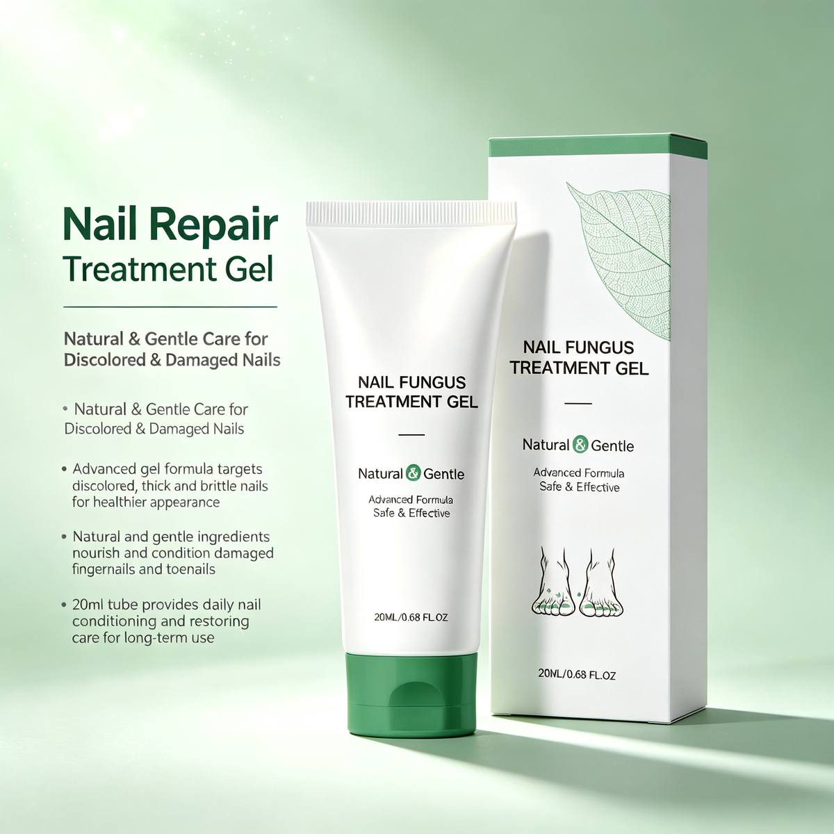 20ML Nail Repair Treatment Gel, Targeted Care Gel for Discolored Thick Brittle Damaged Fingernails & Toenails Daily Nail Conditioning Restoring Gel