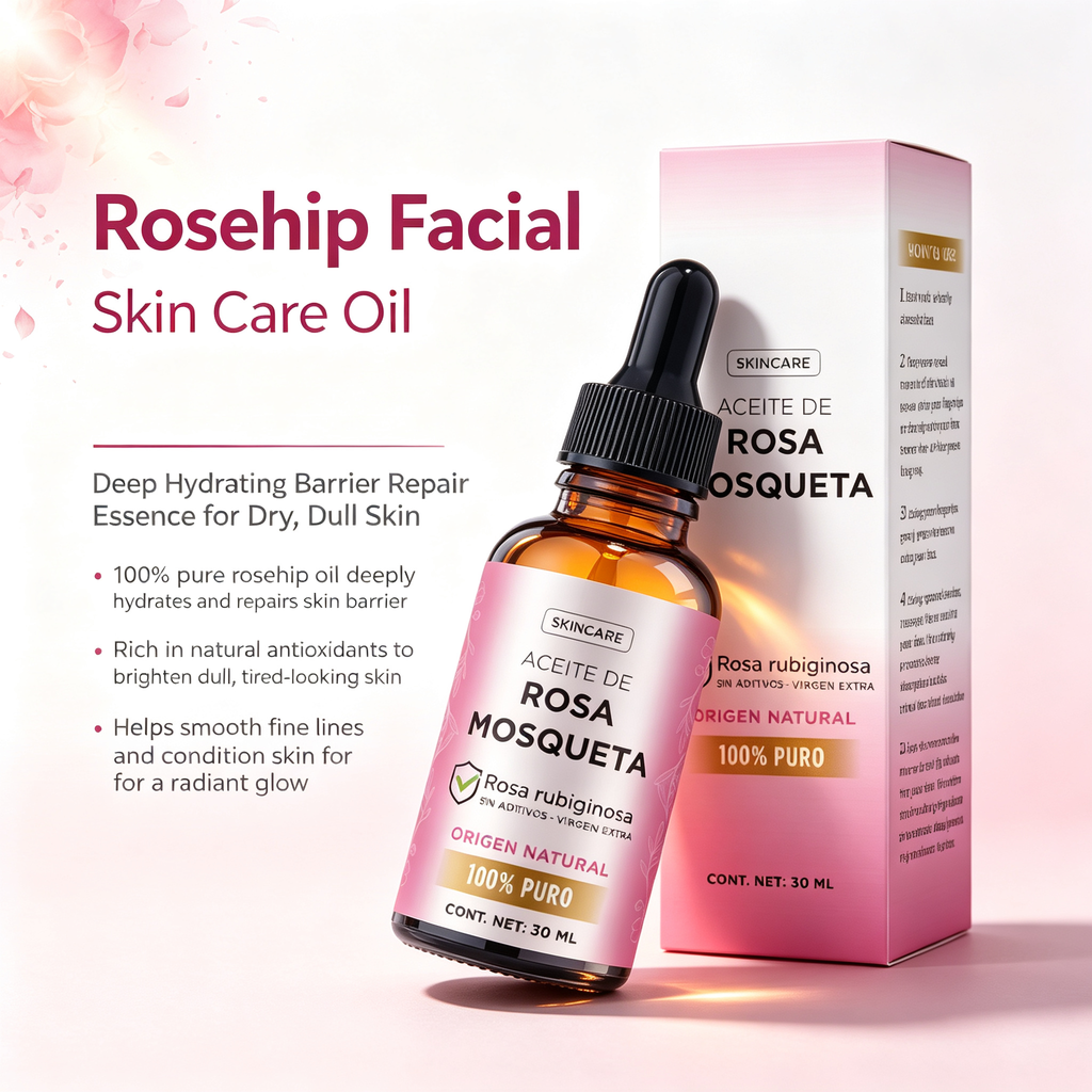 Rosehip Facial Skin Care Oil 30ml, Deep Hydrating Barrier Repair Facial Essence Oil for Dry Dull Skin & Fine Lines Daily Skin Conditioning