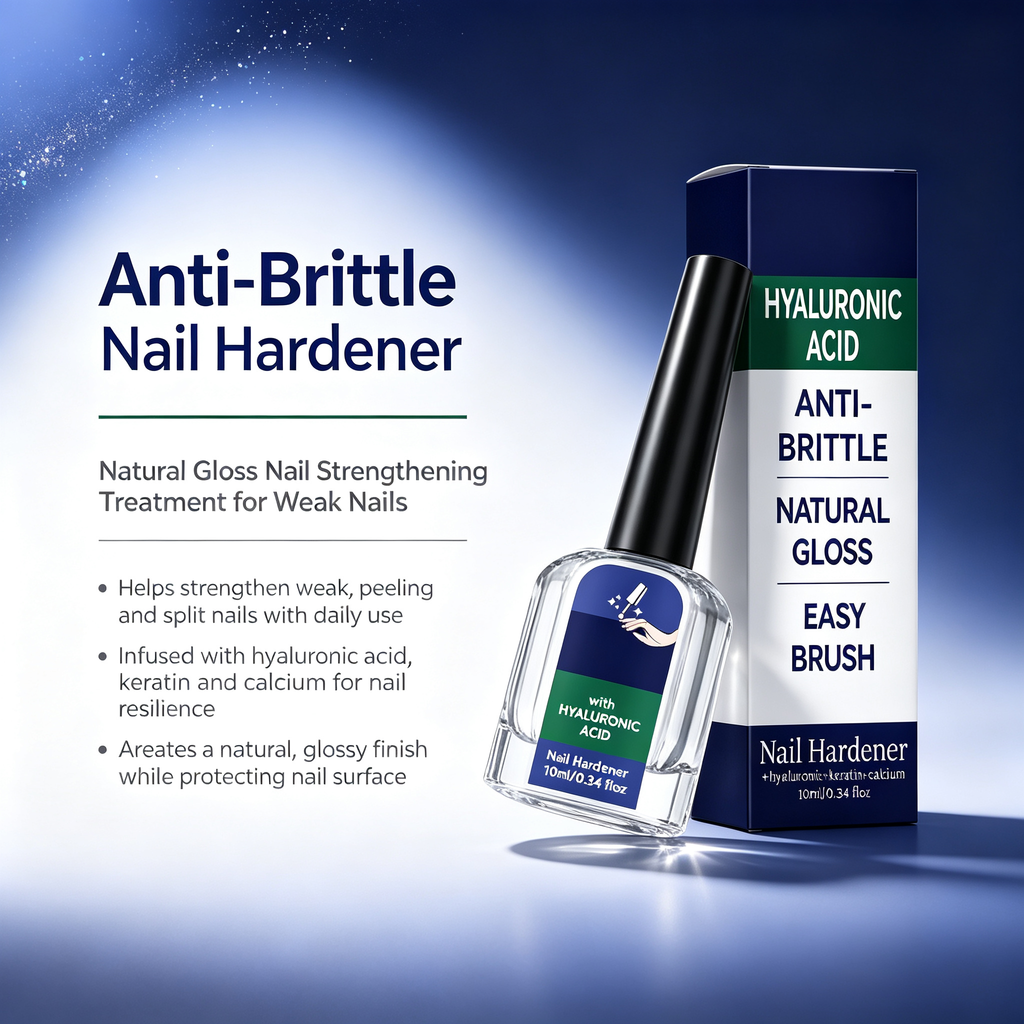 Anti-Brittle Nail Hardener 10ml, Natural Gloss Nail Strengthening Treatment Liquid for Weak Peeling Split Nails Daily Nail Surface Protection Care