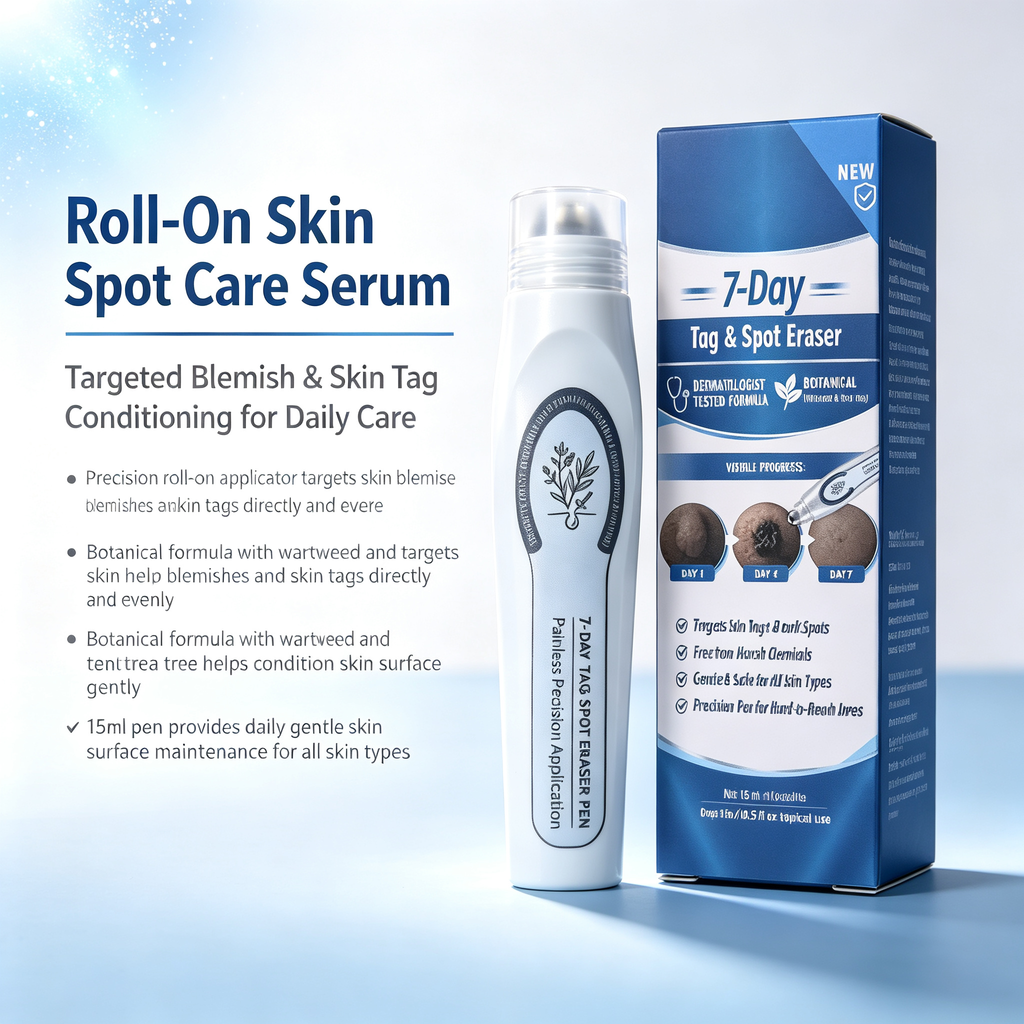 15ml Roll-On Skin Spot Care Serum, Targeted Skin Blemish & Skin Tag Conditioning Roll-On Essence for Daily Skin Surface Gentle Maintenance