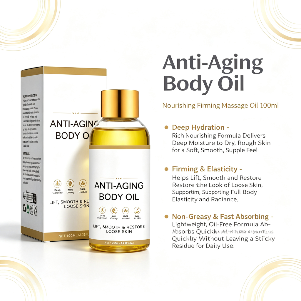 Anti-Aging Nourishing Body Oil 100ml, Deep Hydrating Firming Massage Oil for Dry Skin & Full Body Elasticity Daily Skin Maintenance