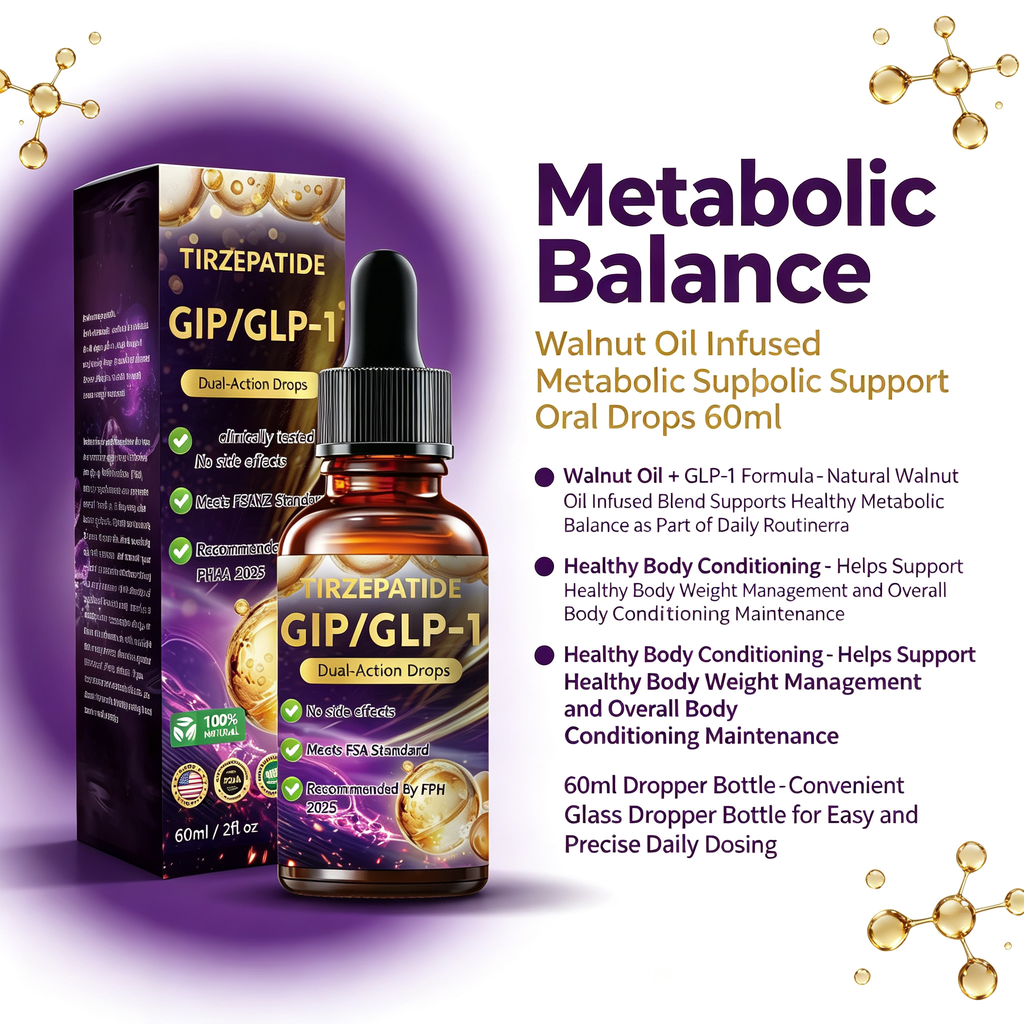 Walnut Oil Infused Metabolic Support Oral Drops 60ml, Daily Dietary Supplement Liquid for Healthy Body Conditioning & Metabolic Balance Maintenance