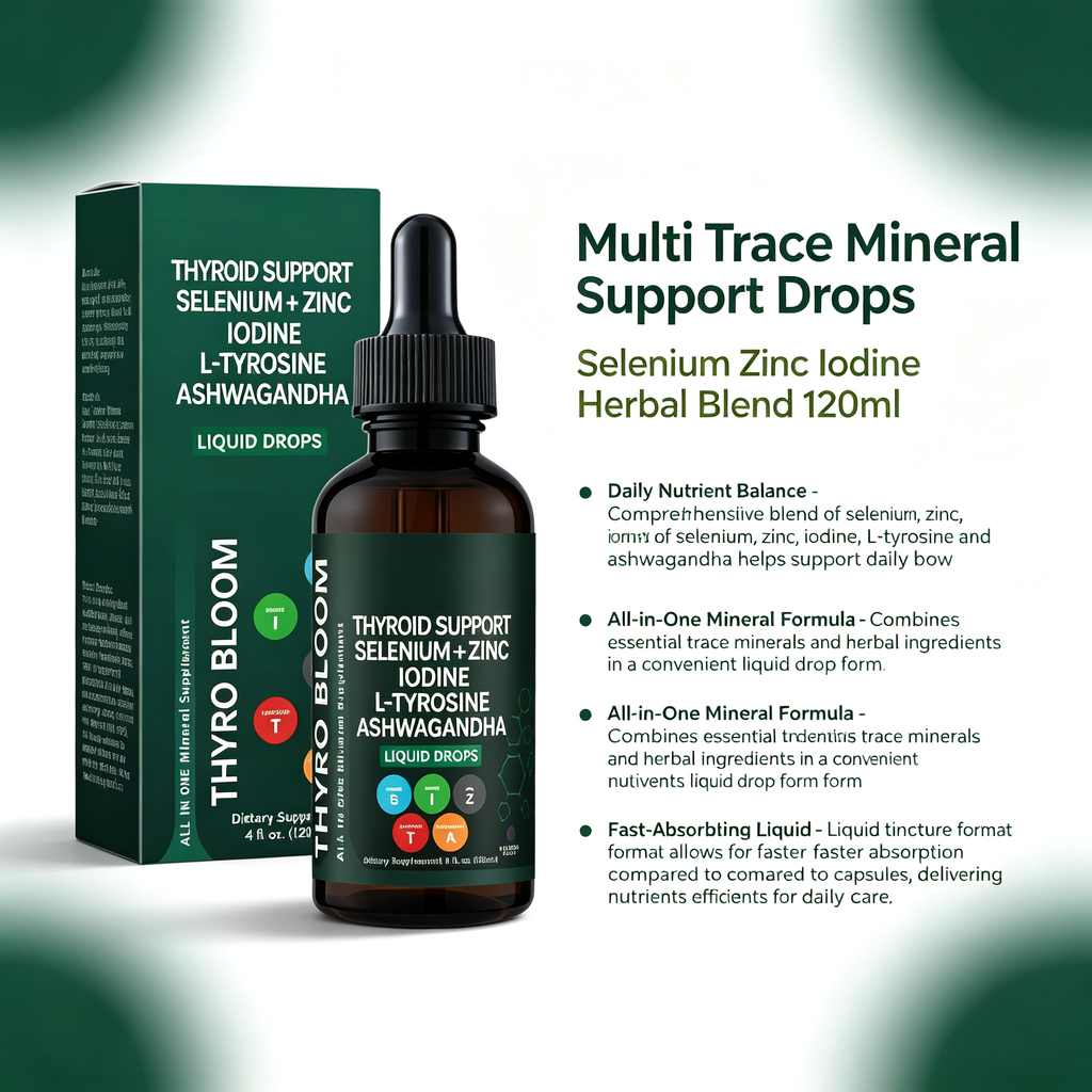 120ml Multi Trace Mineral Support Liquid Drops, Selenium Zinc Iodine Herbal Blend Dietary Supplement Tincture for Daily Body Nutrient Balance Wellness Care Drops