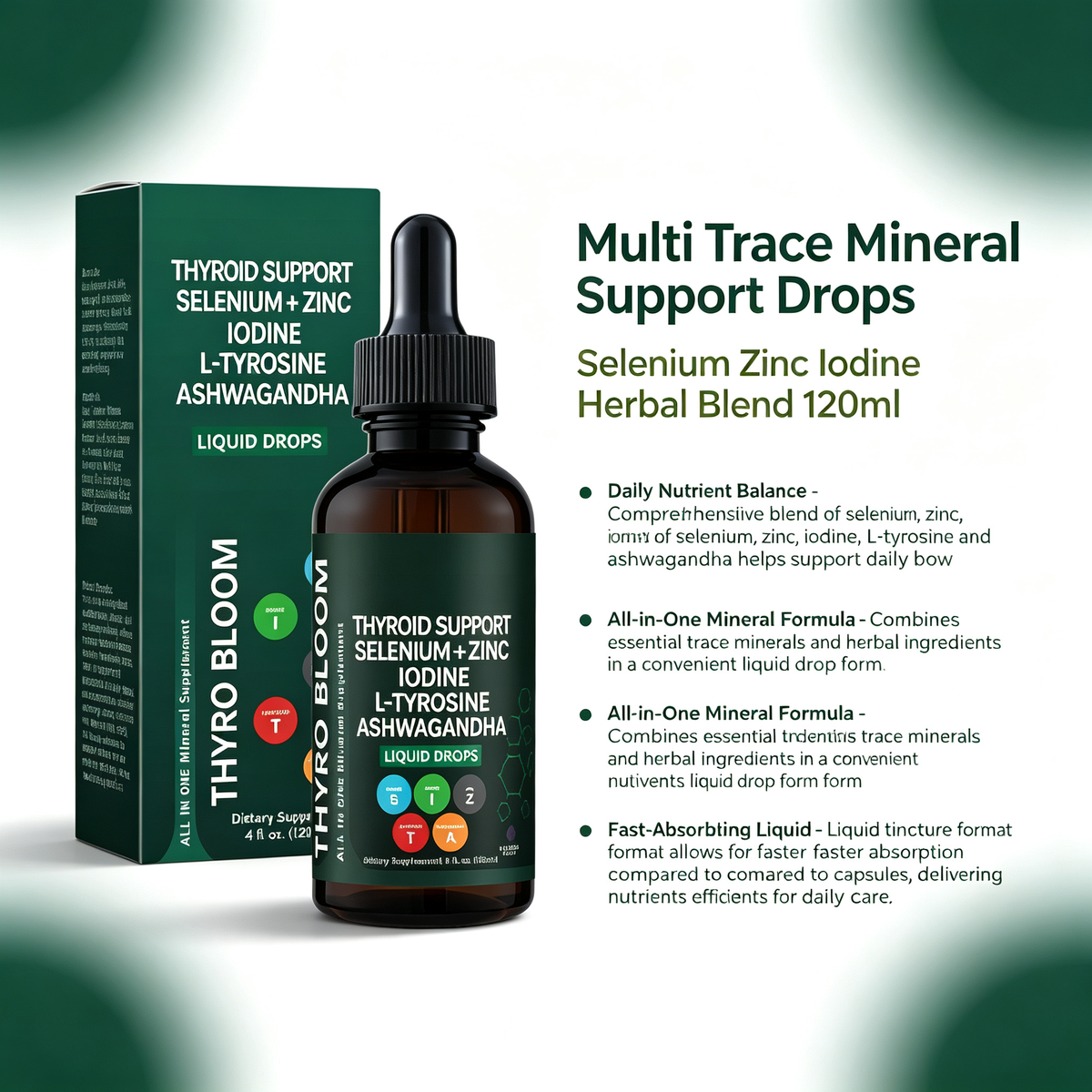 120ml Multi Trace Mineral Support Liquid Drops, Selenium Zinc Iodine Herbal Blend Dietary Supplement Tincture for Daily Body Nutrient Balance Wellness Care Drops