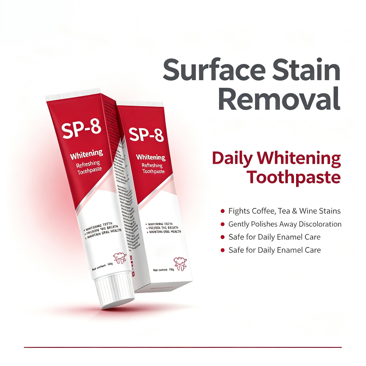 Teeth Whitening Toothpaste 100g, Daily Oral Care Toothpaste for Surface Stain Removal & Fresh Breath