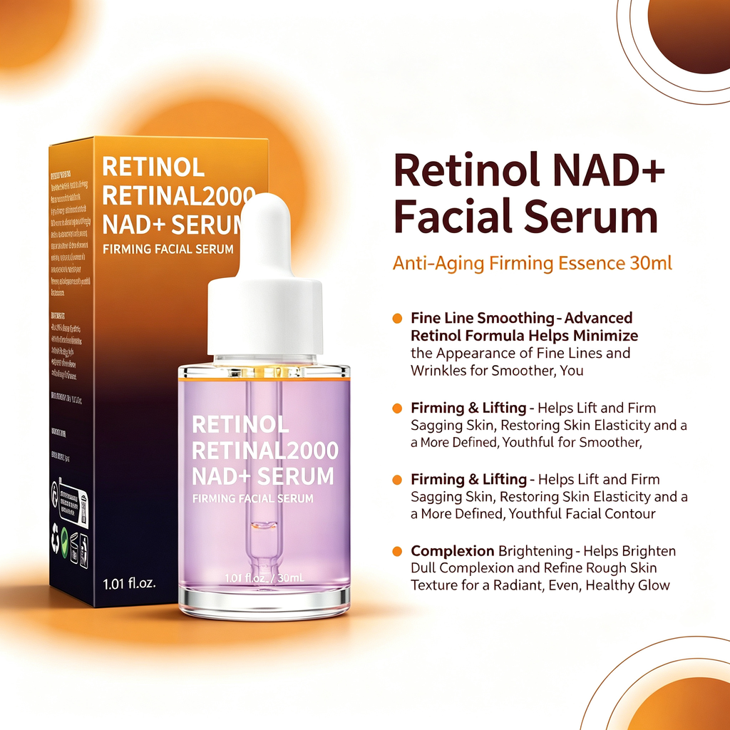 Retinol NAD+ Facial Serum 30ml, Anti-Aging Firming Fine Line Smoothing Facial Essence for Daily Skin Elasticity & Complexion Maintenance