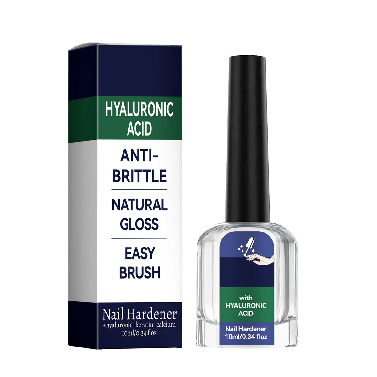 Anti-Brittle Nail Hardener 10ml, Natural Gloss Nail Strengthening Treatment Liquid for Weak Peeling Split Nails Daily Nail Surface Protection Care