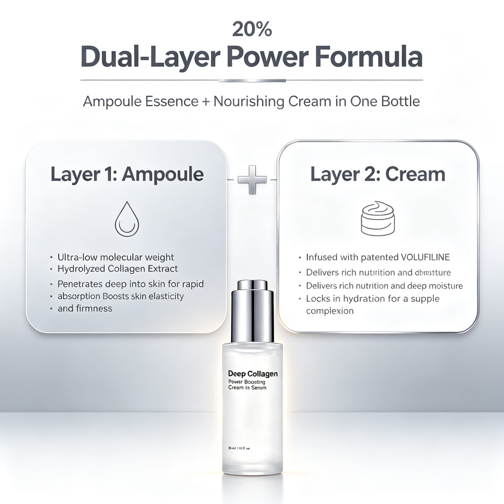 Deep Collagen Anti-Wrinkle Facial Serum 30ml, Firming Hydrating Essence for Fine Line Reduction & Daily Skin Elasticity Maintenance