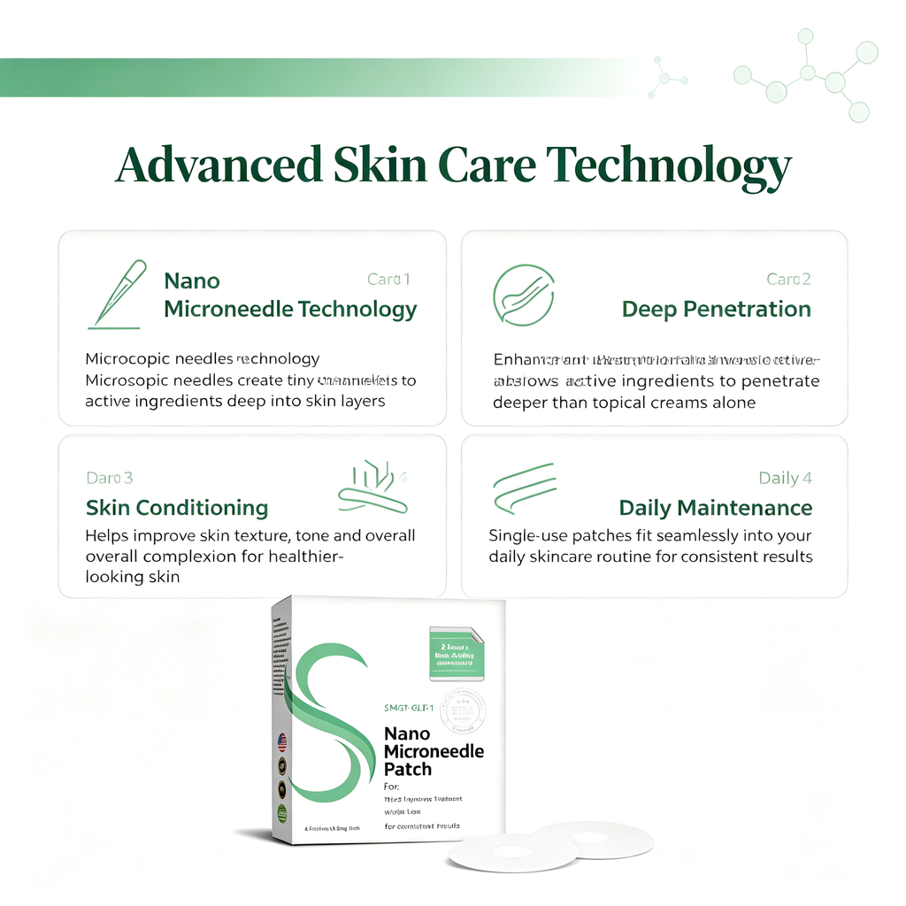 Nano Microneedle Skin Care Patches 4 Count, Targeted Deep Penetration Facial Skin Conditioning Micro Needle Patches for Daily Skin Maintenance