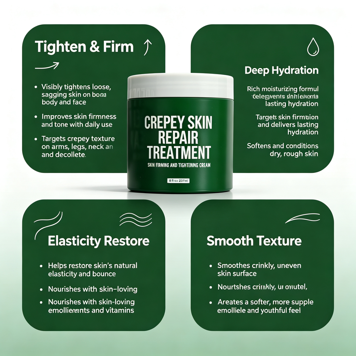 Anti-Wrinkle Firming Skin Repair Treatment Cream 237ml, Deep Hydrating Smoothing Body & Facial Cream for Crepey Skin Elasticity Daily Skin Care