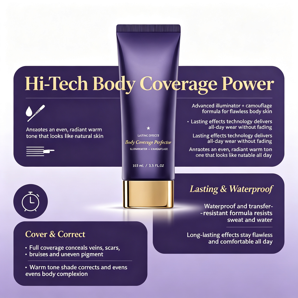 Warm Tone Body Concealer Cream 103ml, Long Lasting Waterproof Full Body Coverage Makeup for Veins Scars Bruises Uneven Pigment Daily Body Skin Tone Correcting Care