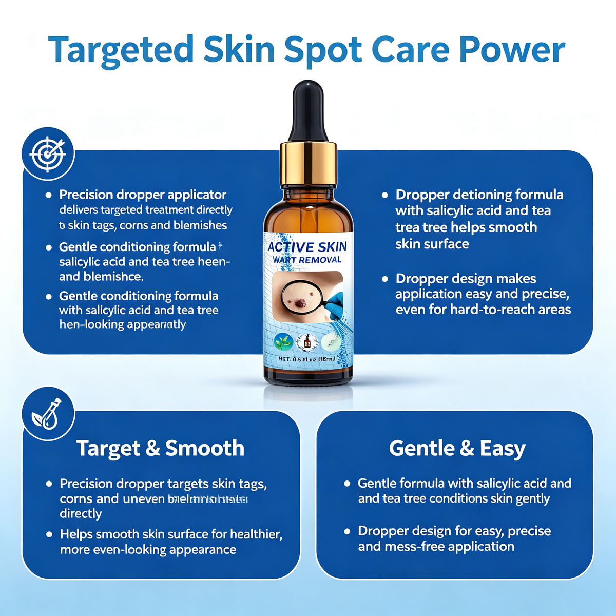 15ml Targeted Skin Spot Care Dropper Essence, Gentle Conditioning Liquid for Skin Tags Corns & Uneven Skin Blemishes Daily Local Skin Maintenance Treatment Serum