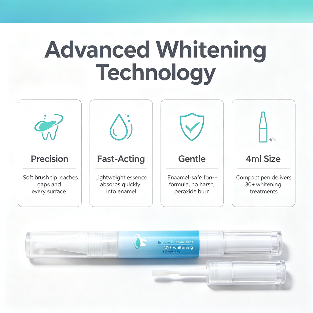 Portable Teeth Whitening Pen, On-the-Go Oral Care Essence Pen for Surface Stain Removal & Daily Teeth Brightening