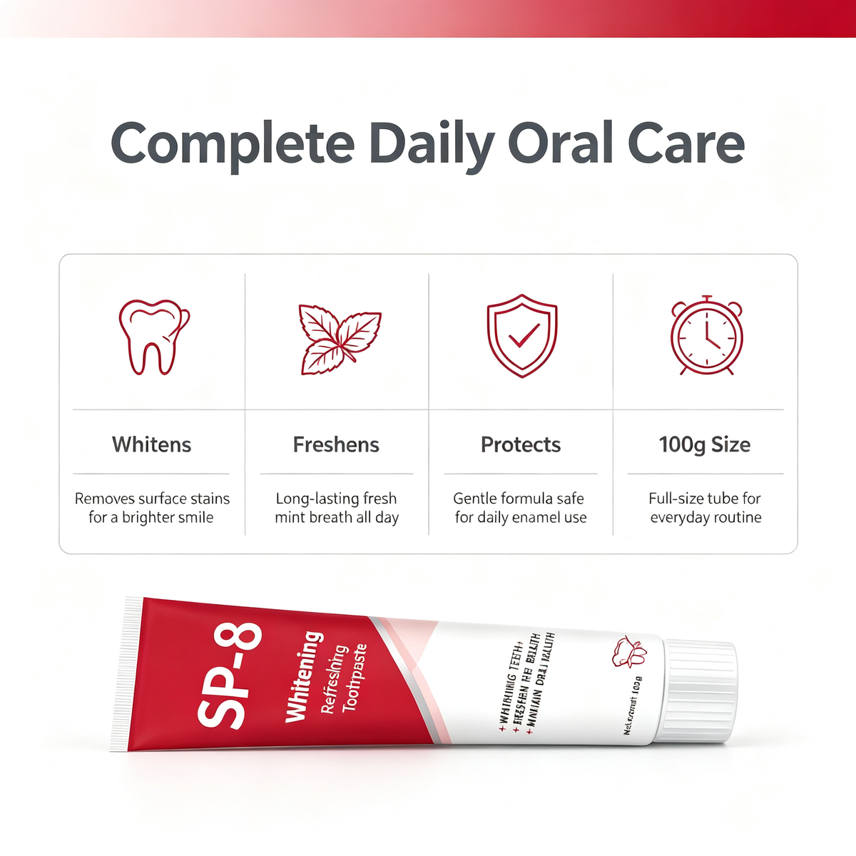 Teeth Whitening Toothpaste 100g, Daily Oral Care Toothpaste for Surface Stain Removal & Fresh Breath