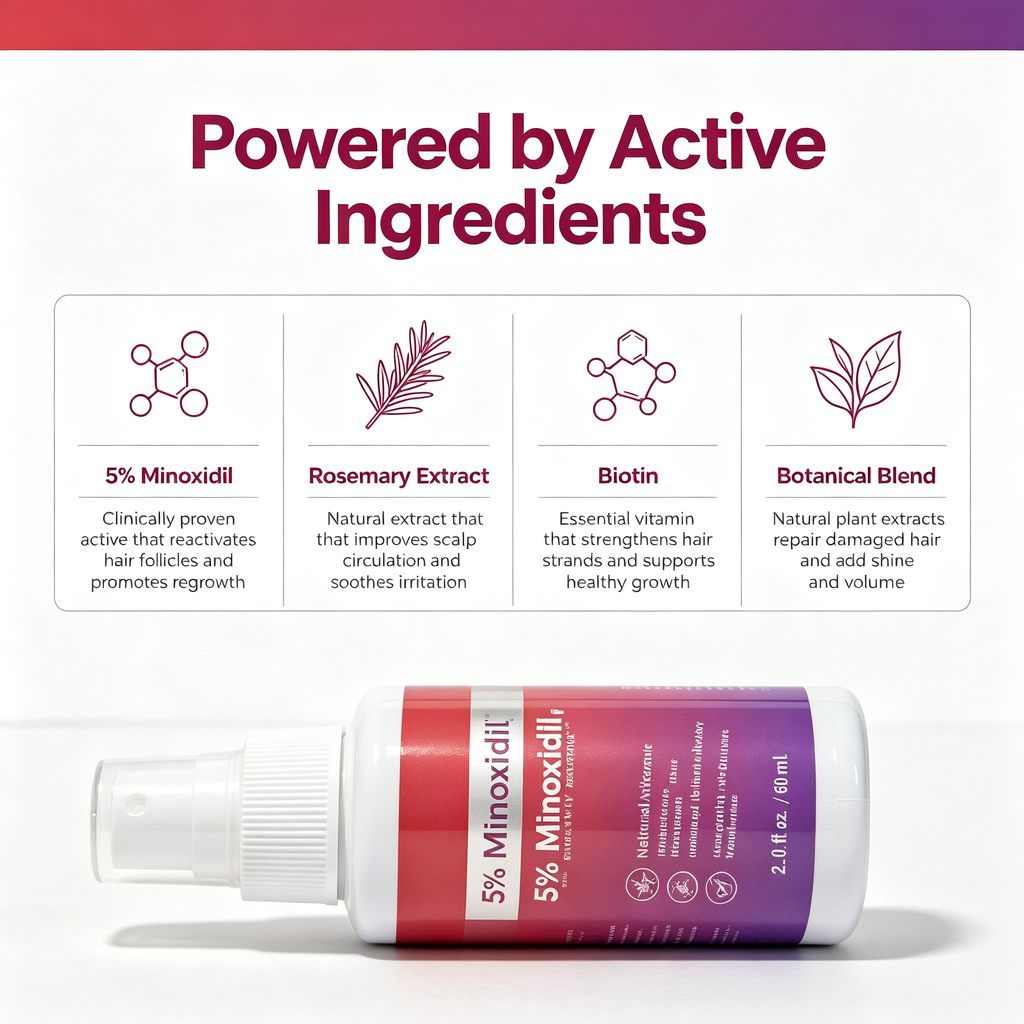 5% Hair Growth Spray 60ml, Scalp Nourishing Topical Spray for Follicle Care & Fuller Healthier Hair Maintenance