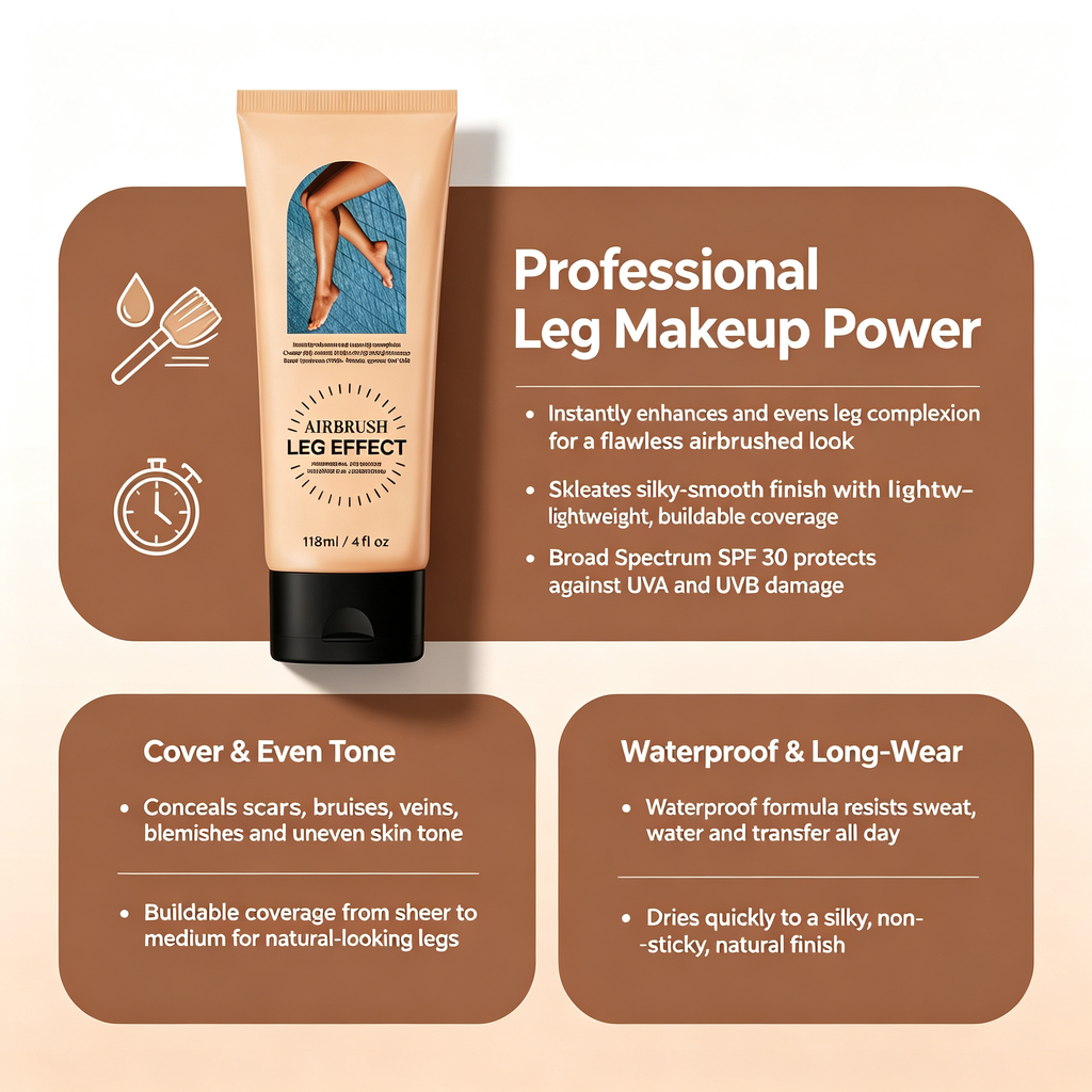 Body Leg Concealer Lotion Shade 01, Long Lasting Waterproof Skin Tone Evening Cover Cream for Scars Bruises Veins Blemishes Full Body Coverage Makeup