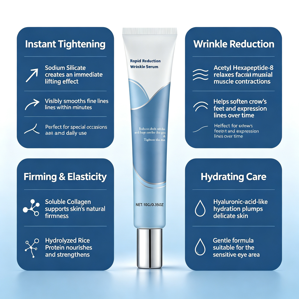 Anti-Wrinkle Eye Serum 10ml, Firming Hydrating Under Eye Essence for Crow’s Feet Dark Circles & Periorbital Skin Elasticity Daily Eye Care