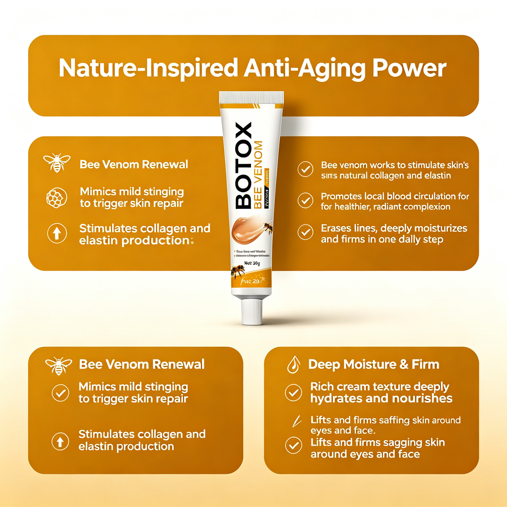 Bee Venom Anti-Wrinkle Facial Cream 20g, Firming Lifting Essence Cream for Fine Lines Crow’s Feet & Skin Elasticity Daily Anti-Aging Facial Care