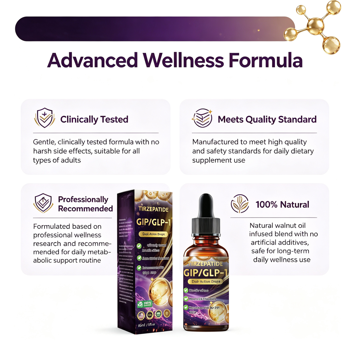 Walnut Oil Infused Metabolic Support Oral Drops 60ml, Daily Dietary Supplement Liquid for Healthy Body Conditioning & Metabolic Balance Maintenance