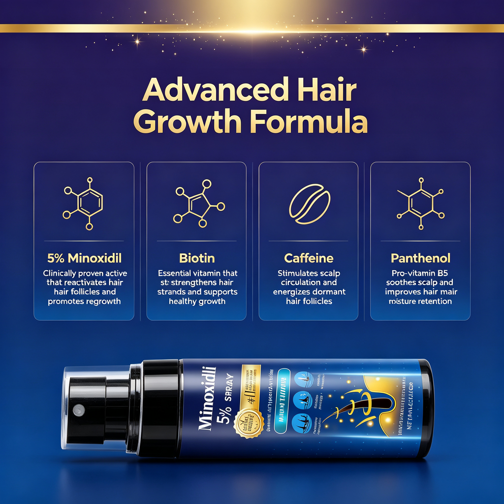 5% Hair Growth Spray 60ml, Scalp Nourishing Topical Mist for Follicle Care & Reducing Hair Shedding