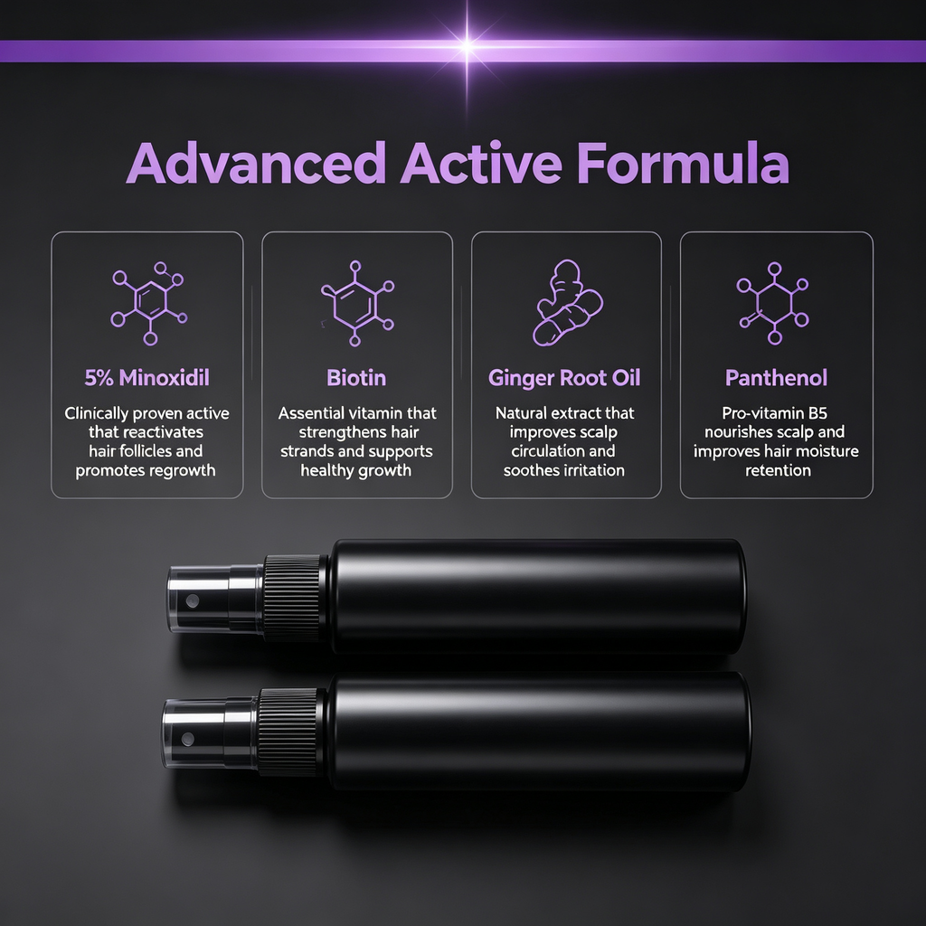 5% Hair Growth Spray 30ml*2 Pack, Biotin Infused Scalp Care Mist for Anti Hair Shedding & Follicle Nourishing