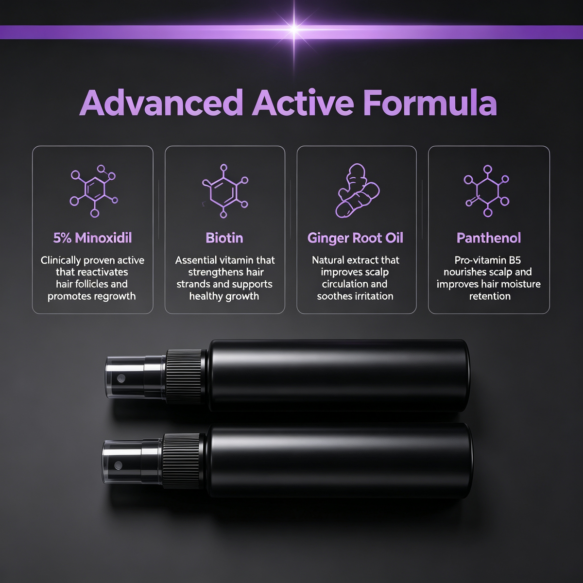 5% Hair Growth Spray 30ml*2 Pack, Biotin Infused Scalp Care Mist for Anti Hair Shedding & Follicle Nourishing