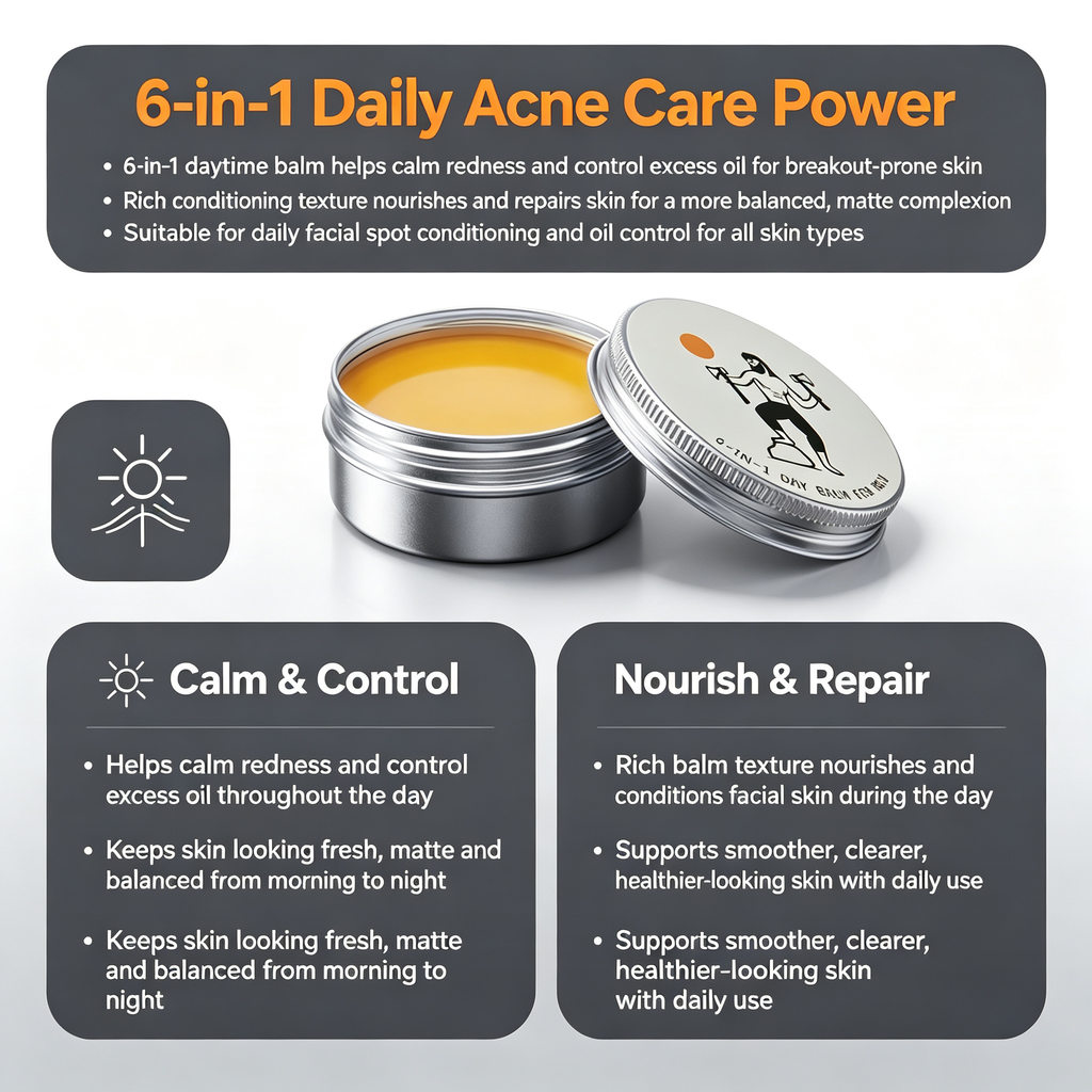 30ml Daily Acne Care Balm, Daytime Redness Calming Facial Repair Cream for Breakout-Prone Skin Spot Conditioning Oil Control Day Skin Care Cream