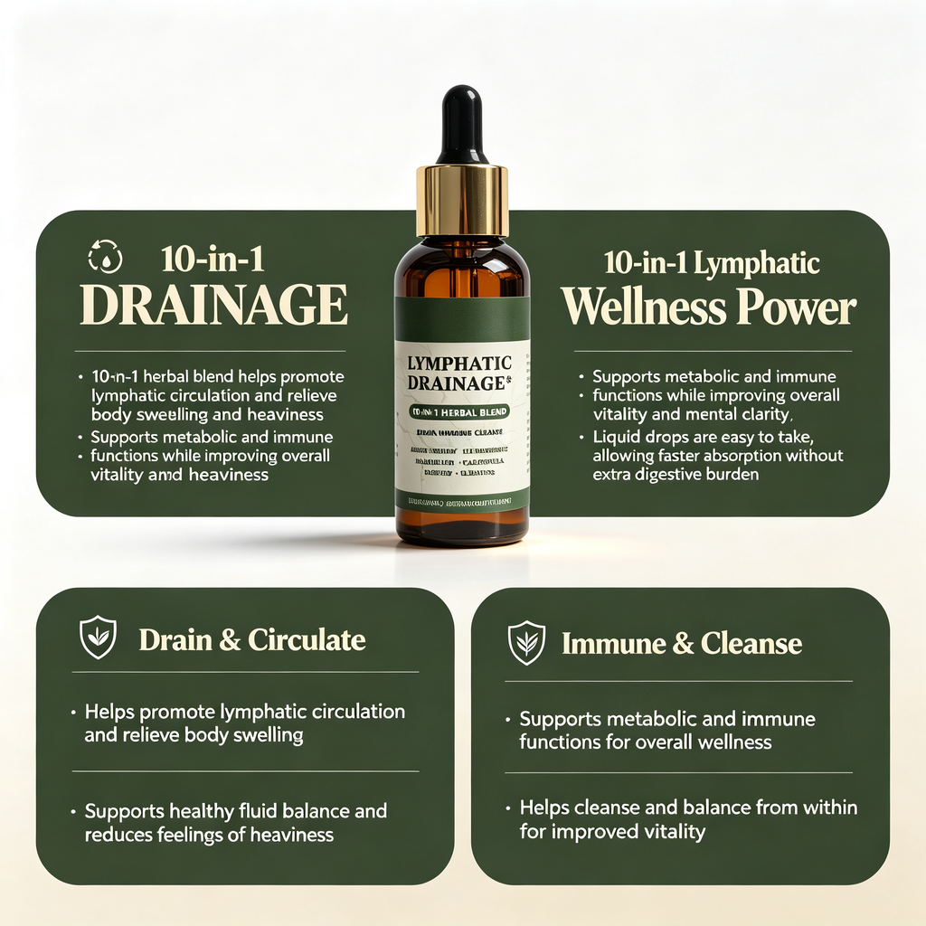 60ml Lymphatic Support Dietary Supplement Drops, Herbal Blend Lymphatic Drainage Wellness Tincture for Daily Body Circulation & Internal Balance Care Liquid Drops