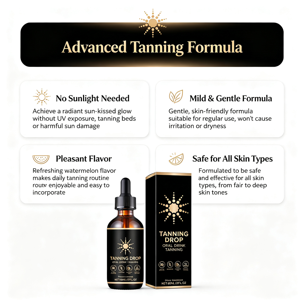 Sunless Tanning Drops 60ml, Customizable Self-Tanning Drops for Natural Bronzed Glow, Mixable Tanning Serum for Face & Body
