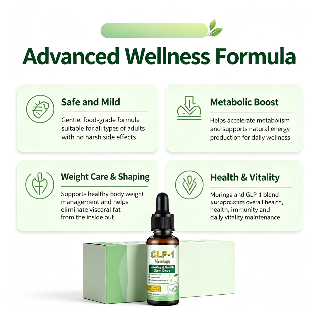 Moringa Infused GLP-1 Wellness Support Oral Drops 30ml, Daily Metabolic Support Dietary Supplement Liquid for Healthy Body Conditioning Maintenance