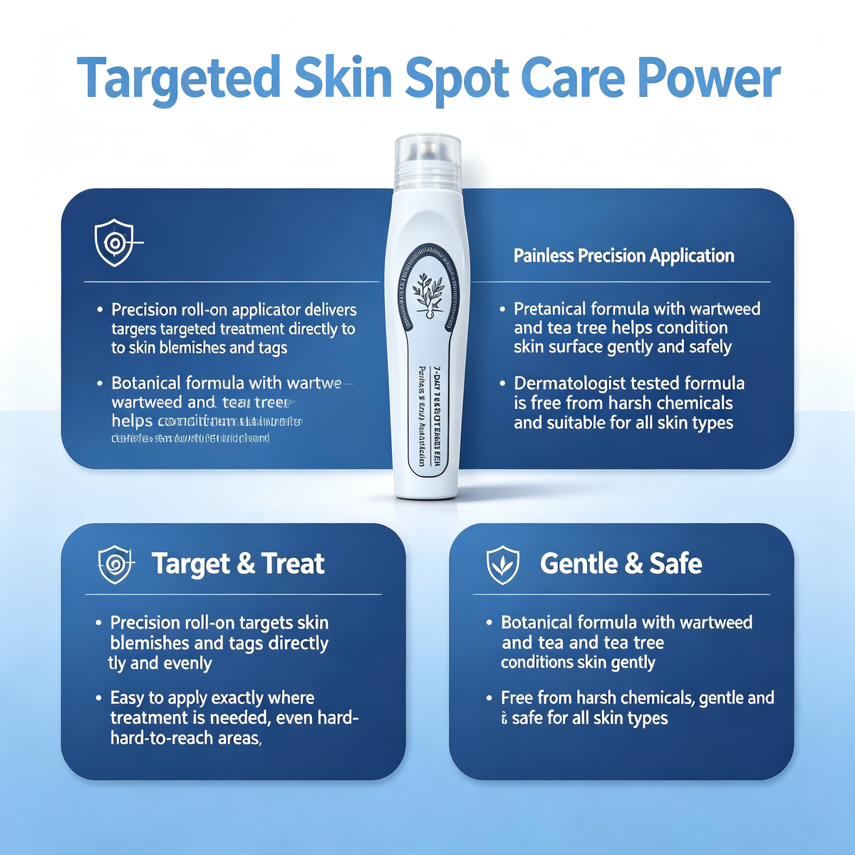 15ml Roll-On Skin Spot Care Serum, Targeted Skin Blemish & Skin Tag Conditioning Roll-On Essence for Daily Skin Surface Gentle Maintenance