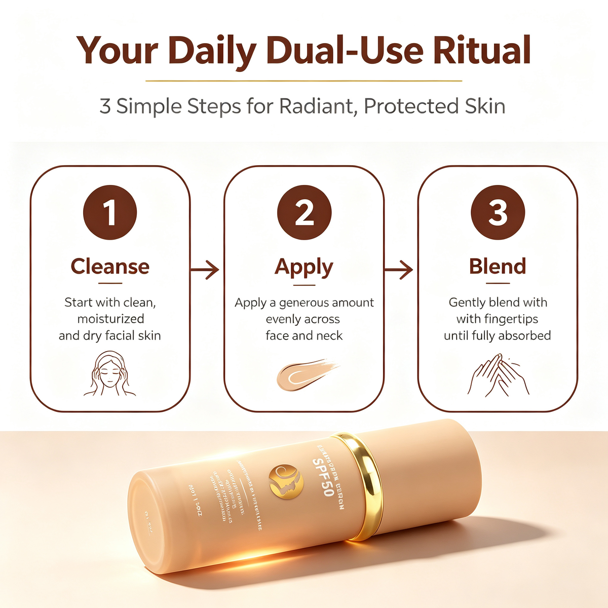 Daily Sunscreen Liquid Foundation 30g, Dual Use Sun Protection & Buildable Coverage Facial Base Makeup Oil Control Long Wear Sweat Resistant Foundation