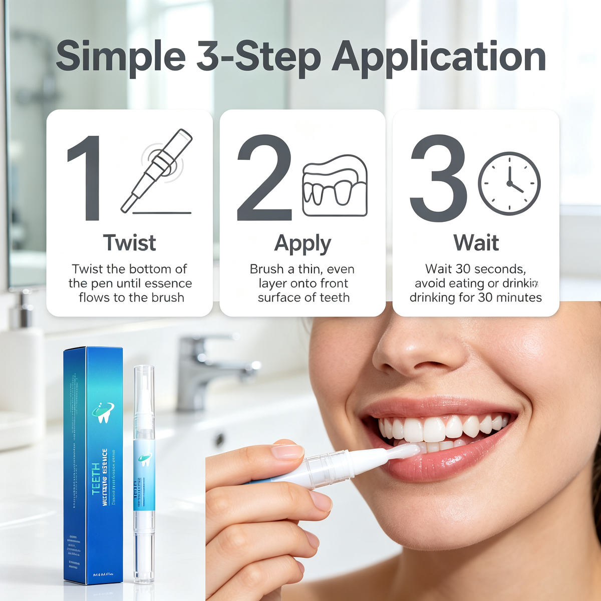 Portable Teeth Whitening Pen, On-the-Go Oral Care Essence Pen for Surface Stain Removal & Daily Teeth Brightening